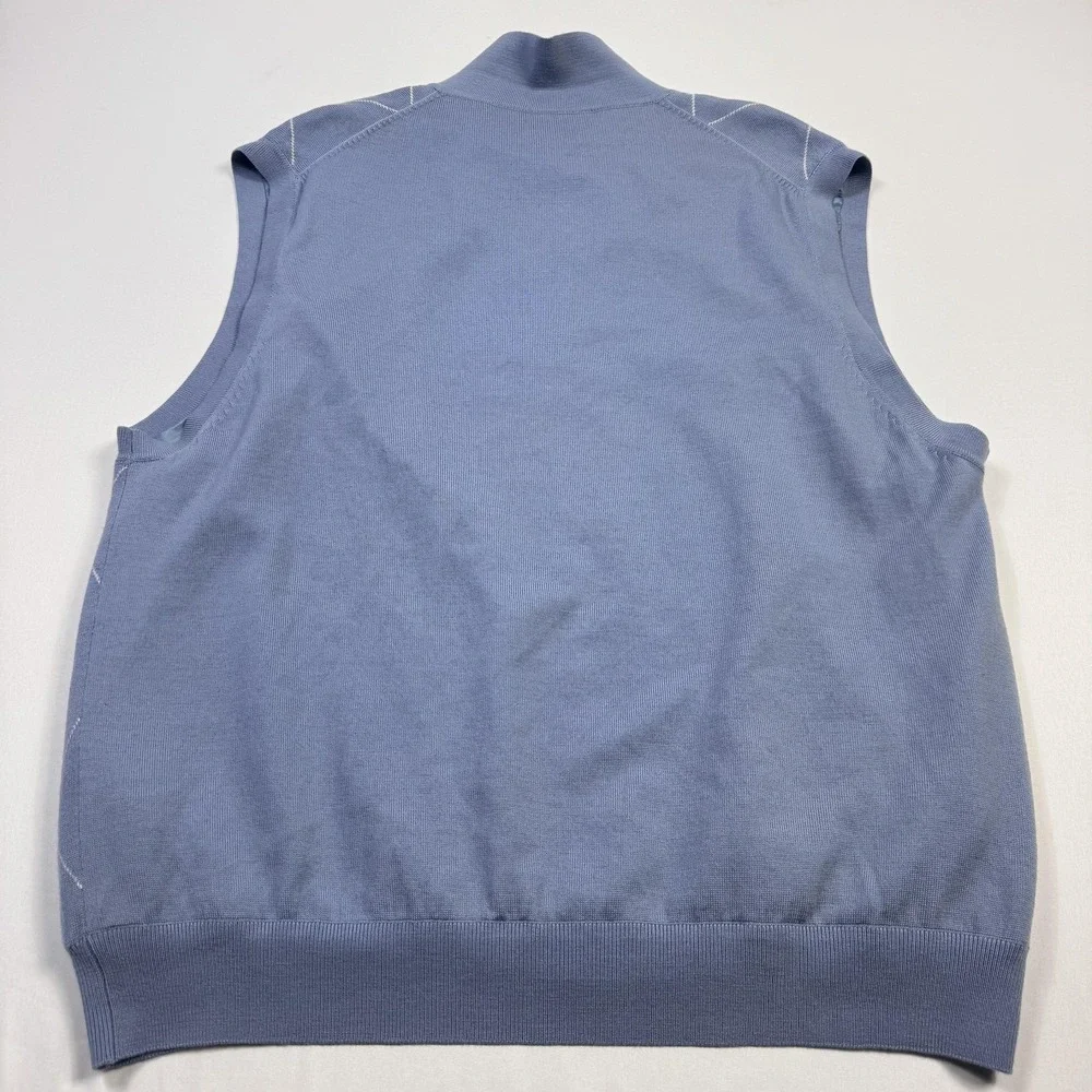 Fairway & Greene Sweater Vest Mens Extra Large Blue Argyle Quarter Zip Golf‎